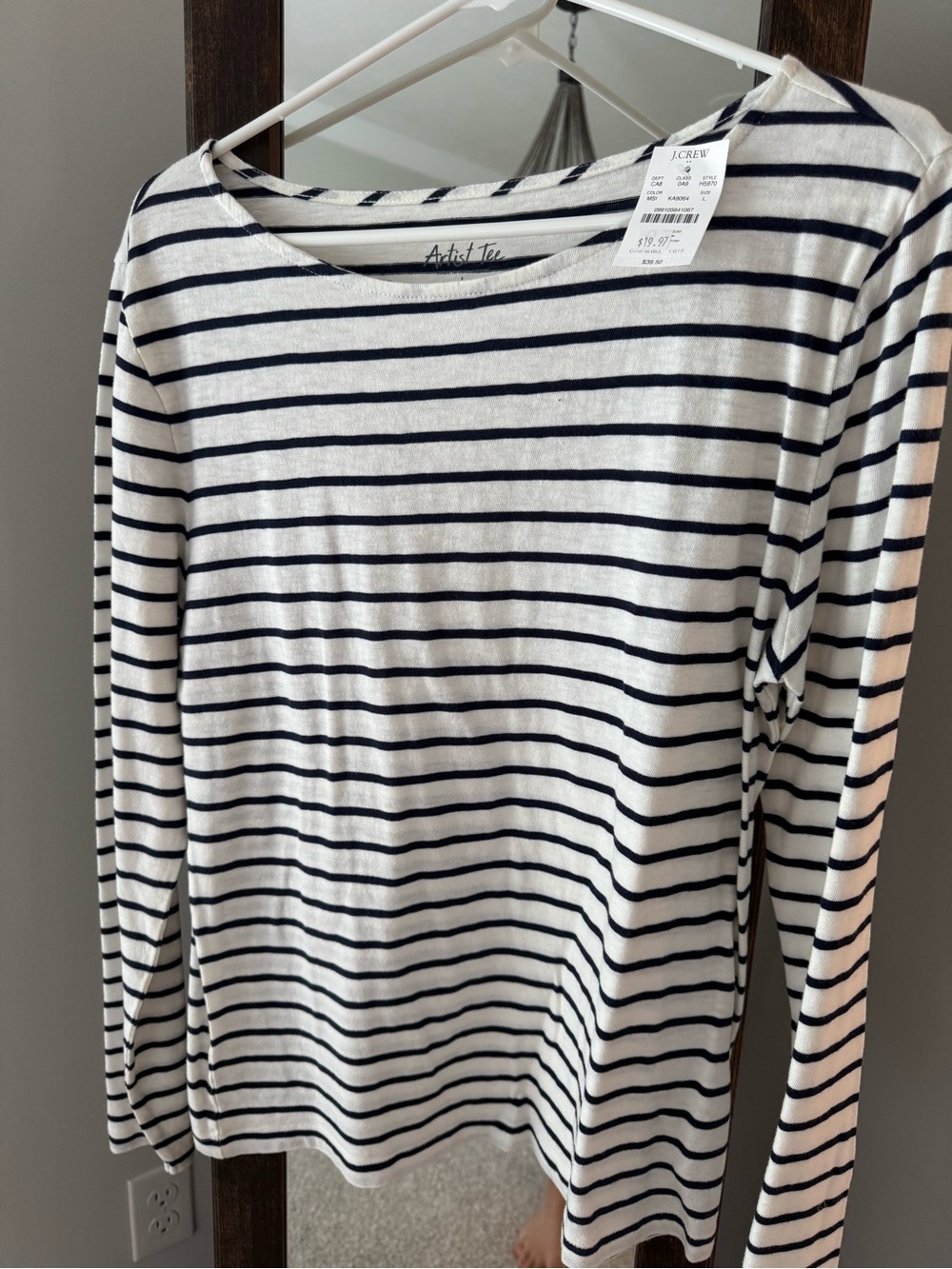 J. Crew Cream and Navy Striped Long-Sleeve Tee